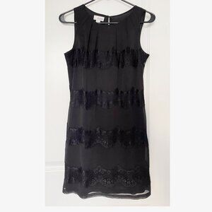 (NWOT) Esprit Lace Strips Little Black A-Line Dress - Size 4